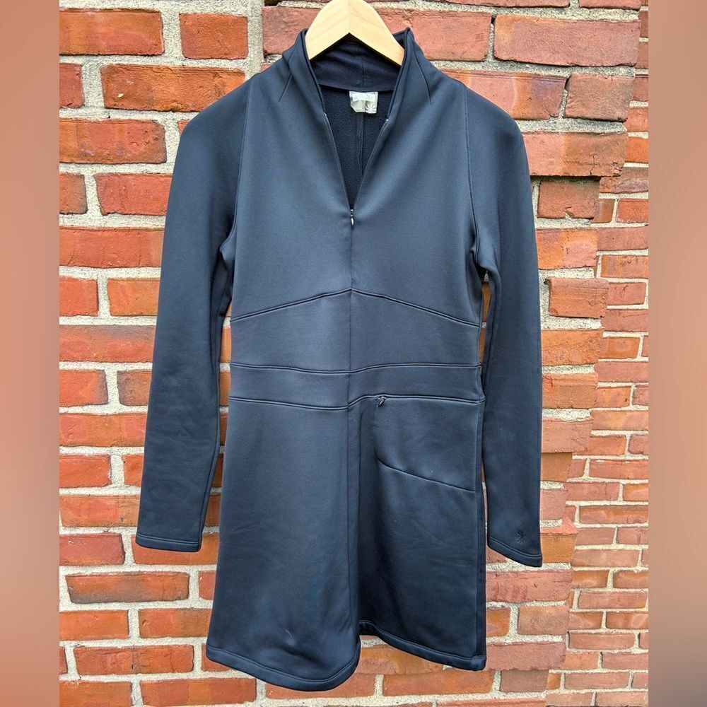 Athleta Black Long Sleeve Softshell Zipper Dress